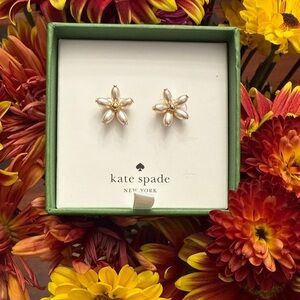 Kate Spade New York Fresh Squeeze Floral Pearl Earrings with Gold Details New